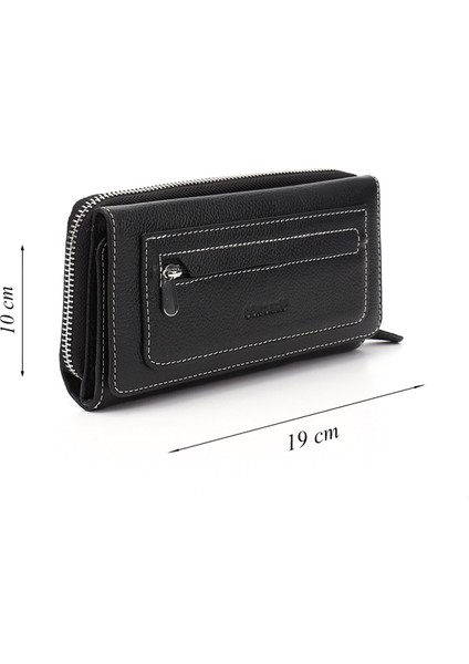 Kadın Siyah Deri Yatay Hakiki Deri Cüzdan fiyatları