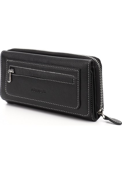 Kadın Siyah Deri Yatay Hakiki Deri Cüzdan modelleri