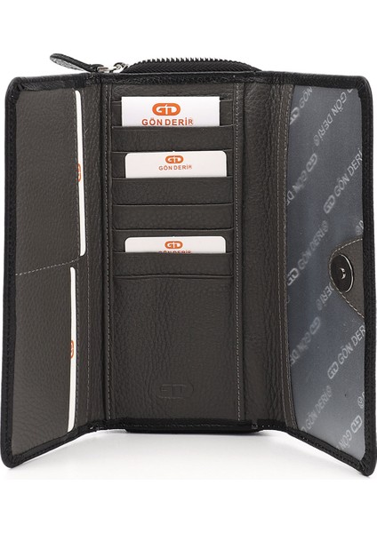Kadın Siyah Deri Yatay Hakiki Deri Cüzdan fırsatları