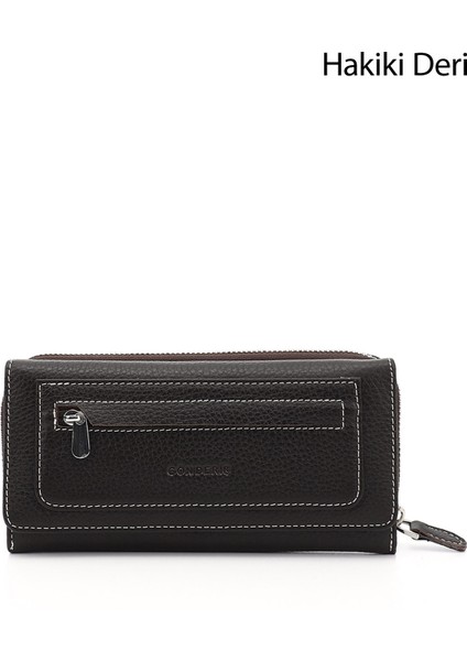 Kadın Kahverengi - Camel Yatay Hakiki Deri Cüzdan