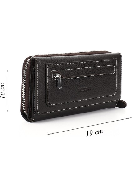 Kadın Kahverengi - Camel Yatay Hakiki Deri Cüzdan fiyatları