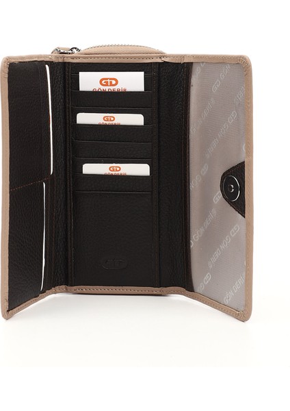 Kadın Vizon - Kahverengi Yatay Hakiki Deri Cüzdan fırsatları