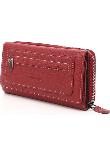 Kadın Kırmızı - Lacivert Yatay Hakiki Deri Cüzdan modelleri