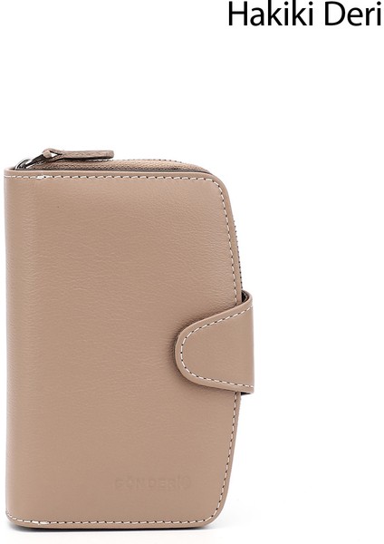 Kadın Vizon - Kahverengi Dikey Hakiki Deri Cüzdan