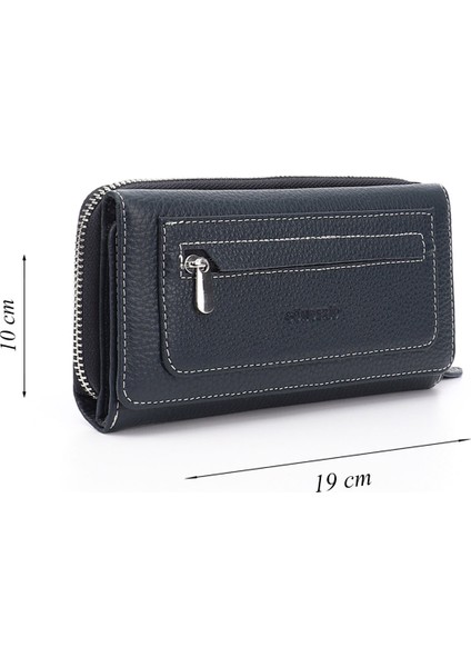 Kadın Lacivert Yatay Hakiki Deri Cüzdan fiyatları
