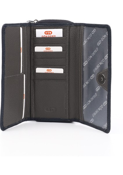 Kadın Lacivert Yatay Hakiki Deri Cüzdan fırsatları