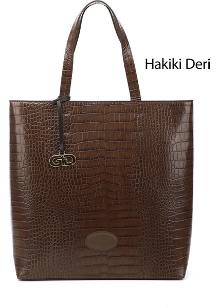 Kadın Koyu Vizon Hakiki Deri El ve Omuz Çantası