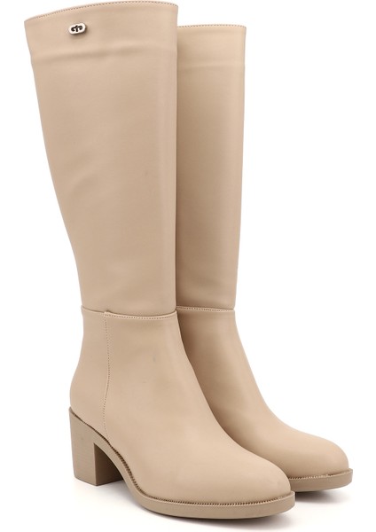 Gön Yuvarlak Burun Topuklu Fermuarlı Kadın Günlük Çizme 35760 fiyatları