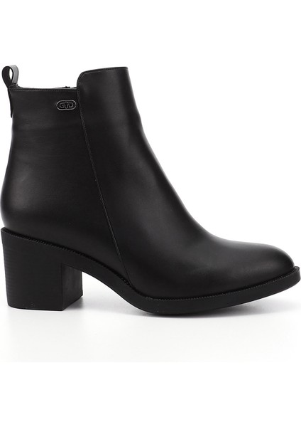 Kadın Siyah Fermuarlı Kalın Topuklu Bot