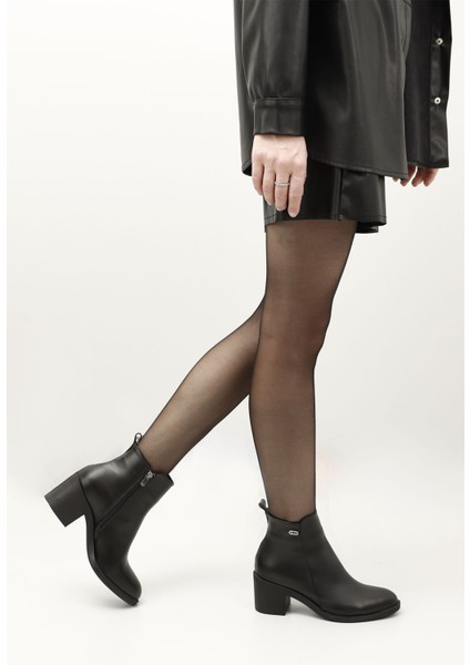 Kadın Siyah Fermuarlı Kalın Topuklu Bot fiyatları