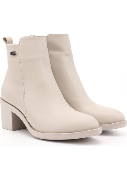 Kadın Bej Fermuarlı Kalın Topuklu Bot modelleri