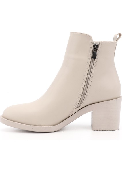 Kadın Bej Fermuarlı Kalın Topuklu Bot fırsatları
