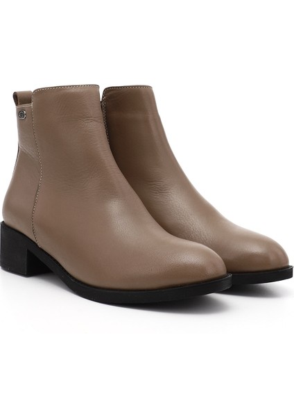 Kadın Vizon Antik Fermuarlı Kalın Topuklu Hakiki Deri Bot fiyatları