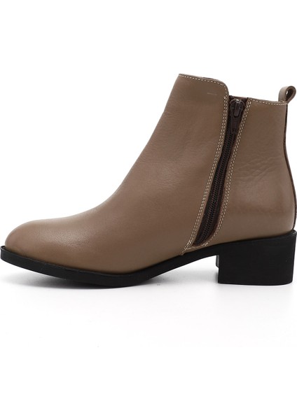 Kadın Vizon Antik Fermuarlı Kalın Topuklu Hakiki Deri Bot modelleri