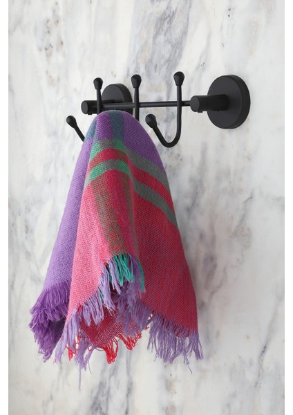 Siyah 3'lü Sıra Askı Wc Askı Banyo Mutfak Düzenleyici Askısı