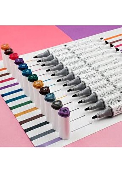 Visconti Sketch Art Çift Taraflı Marker Seti 12 Renkli Gece Kullanımı İçin indirimleri