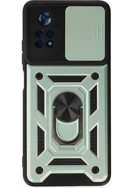 Xiaomi Poco X4 Pro 5g Kılıf Pars Lens Yüzüklü Silikon - Yeşil