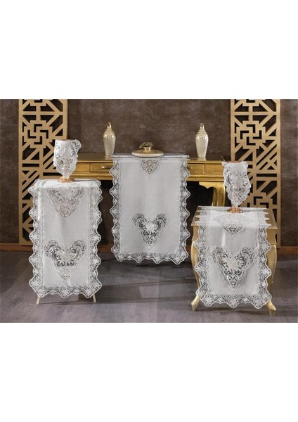 Katre Keten 5 Parça Salon Takımı Gri