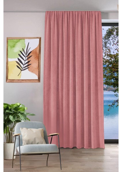 Keten Görünümlü Tek Kanat Fon Perde Pembe indirimleri