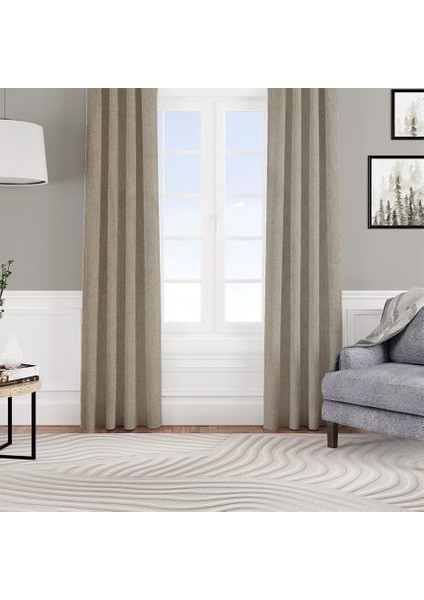 Fon Perde Özel Ölçüye Uygun Kadifemsi Pilesiz Bohem Salon Otel Oturma Çocuk Odası Tek Kanat Yeşil