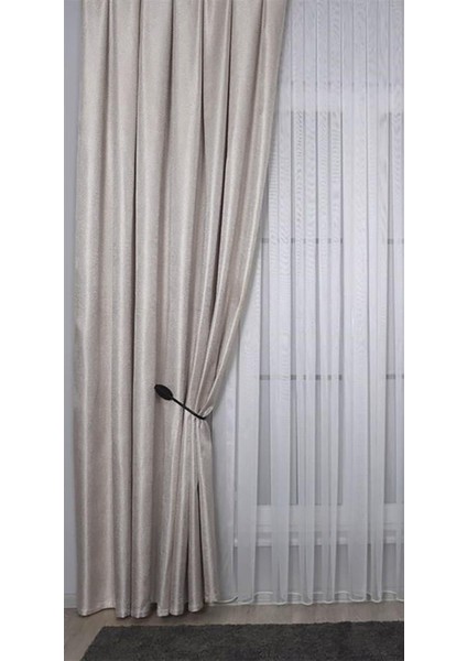 Hasır Dokulu Lüks Fon Perde Pilesiz Tek Kanat Krem fiyatları