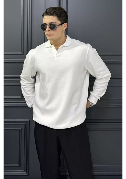 Erkek Gömlek Yaka Sweatshirt P-00018556