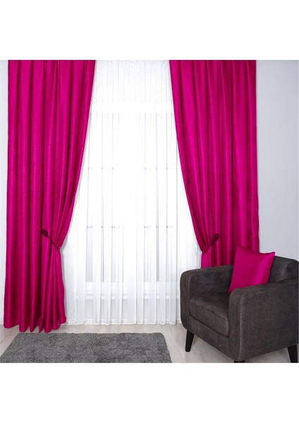 Hasır Dokulu Lüks Fon Perde Pilesiz Tek Kanat Fuşya fırsatları
