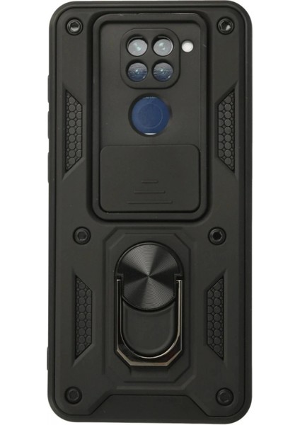 Xiaomi Redmi Note 9 Kılıf Pars Lens Yüzüklü Silikon - Siyah