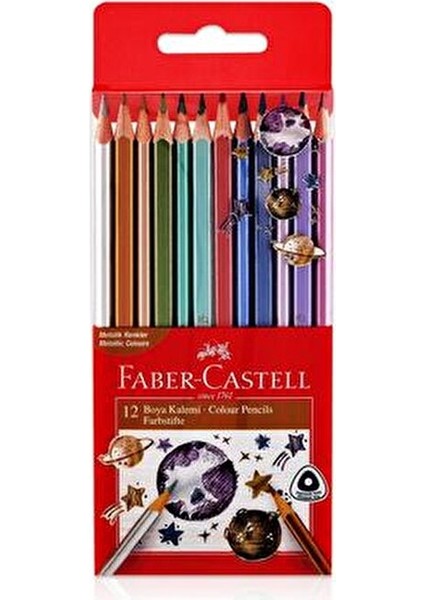 Üçgen Boya Kalemi Metalik 12'li Parlak Renkler Ergonomik Tutuş modelleri