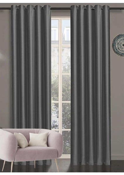 Blackout Fon Perde Özel Ölçüye Uygun Kuş Gözü Bohem Salon Otel Oturma Çocuk Odası Tek Kanat K. Gri