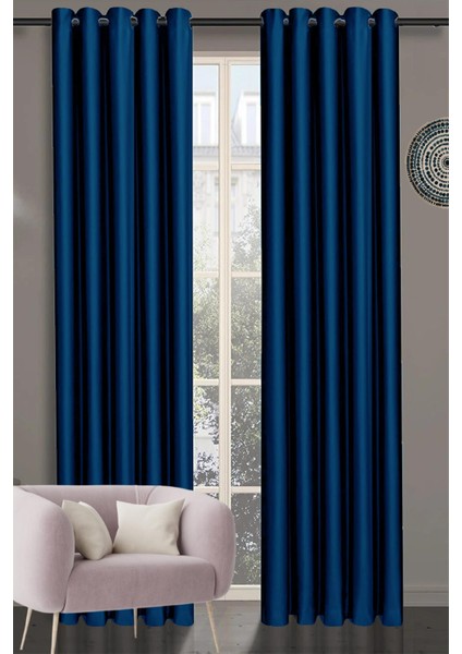 Blackout Fon Perde Özel Ölçüye Uygun Kuş Gözü Bohem Salon Otel Oturma Çocuk Odası Tek Kanat Lacivert