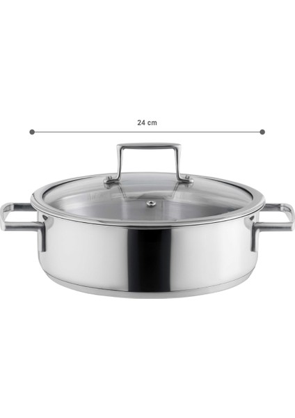 Elena Kısa Tencere - Çelik - 24 cm
