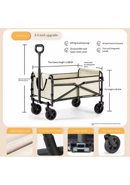 Yeni Nesil Su Geçirmez Katlanır Portatif Vagon El Arabası Kamp Piknik Plaj Pazar Market Koli Yük Paket indirimleri