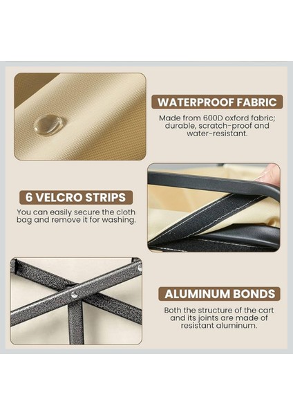 Yeni Nesil Su Geçirmez Katlanır Portatif Vagon El Arabası Kamp Piknik Plaj Pazar Market Koli Yük Paket