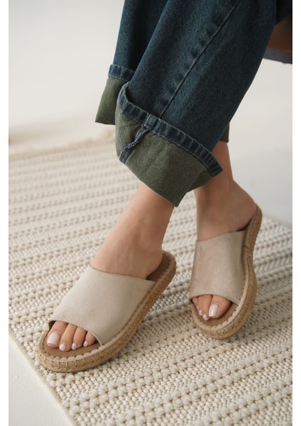 Modaserdem Grey Süet Bej Kadın Terlik indirimleri