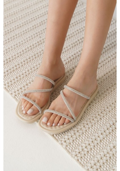 Modaserdem Alba Bej Kadın Taşlı Terlik modelleri