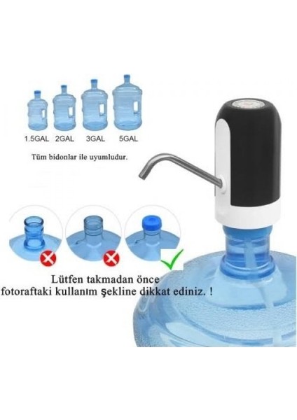 Şarjlı Damacana Su Pompası USB Şarjlı Ek Dokunuşla Kolay Kullanım
