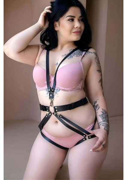 Ağı Açık Fantazi Deri Body Harness - APFT1210