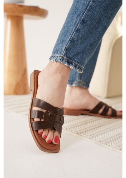 Modaserdem Marlen Acı Kahve Hakiki Deri Terlik fiyatları