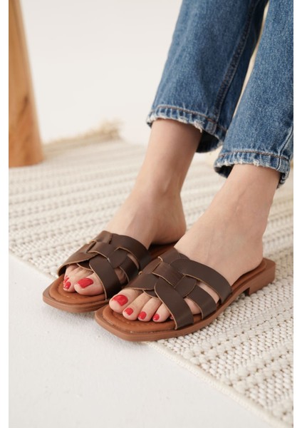 Modaserdem Marlen Acı Kahve Hakiki Deri Terlik indirimleri