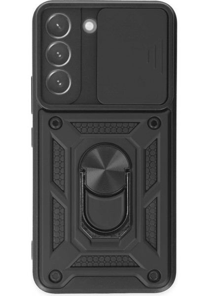 Samsung Galaxy S22 Kılıf Pars Lens Yüzüklü Silikon - Siyah