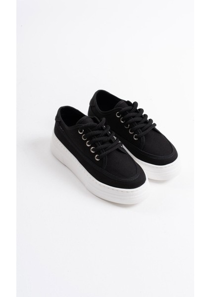 Modaserdem Glown Kadın Siyah Keten Spor Ayakkabı fırsatları