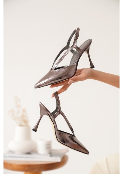 Modaserdem Violet Kadın Platin Topuklu Ayakkabı fiyatları