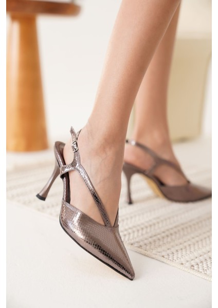 Modaserdem Violet Kadın Platin Topuklu Ayakkabı indirimleri