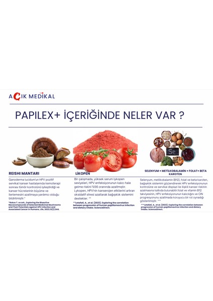 AHCC, EGCG PAPILEX+ Bitki Ekstreleri İçeren Takviye Edici Gıda