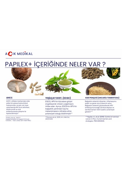 AHCC, EGCG PAPILEX+ Bitki Ekstreleri İçeren Takviye Edici Gıda