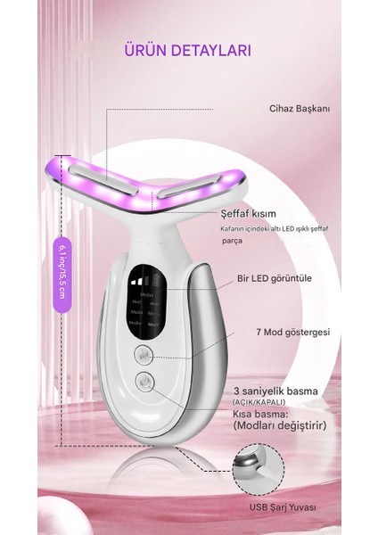 Boyun ve Yüz Gıdık Sarkma Kırışıklık 7 Program Ems Güzellik ve Yüz Masaj Cihazı