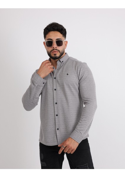 Likralı Örme Kumaş Düğmeli Modern Erkek Gömlek modelleri