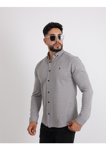 Likralı Örme Kumaş Düğmeli Modern Erkek Gömlek fırsatları