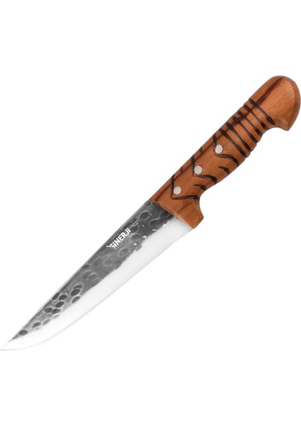 Wooden Saplı Dövme Kasap Bıçağı 14,5 cm